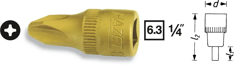 Hazet 8506 8506-PH3 Kreuzschlitz Phillips Steckschlüssel-Bit-Einsatz PH 3 1/4 (6.3 mm) von Hazet – Produktbild