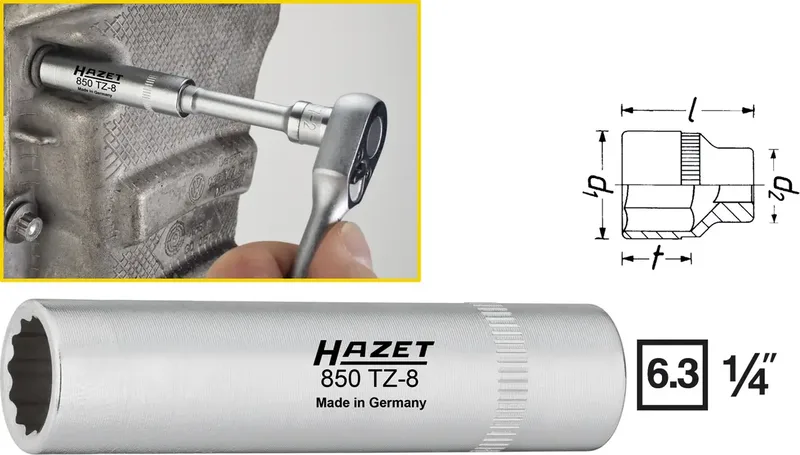 Hazet 850TZ-8 850TZ-8 Steckschlüsseleinsatz 8 mm 1/4 (6.3 mm) von Hazet – Produktbild