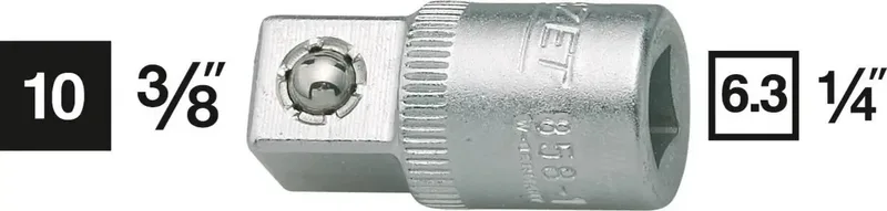 Hazet 858-1 858-1 Steckschlüssel-Adapter 10 mm 3/8 Zoll Antrieb 1/4 (6.3 mm) 26.5 mm 1 St. fra Hazet – produktbillede