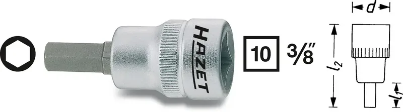 Hazet 8801K 8801K-10 Innen-Sechskant Steckschlüssel-Bit-Einsatz 10 mm 3/8 (10 mm) von Hazet – Produktbild