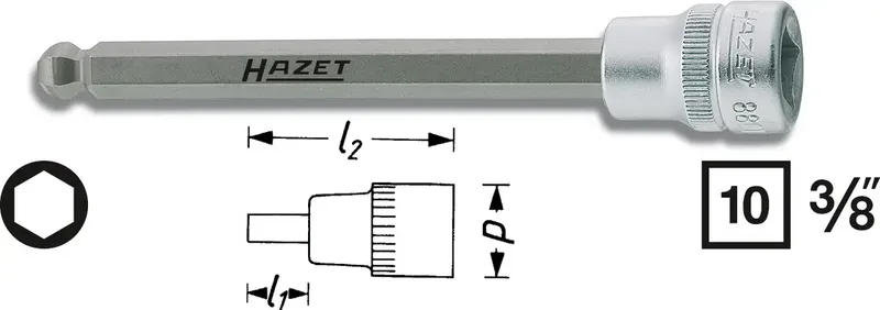Hazet 8801KK-7 8801KK-7 Innen-Sechskant Steckschlüssel-Bit-Einsatz Kugelkopf 7 mm 3/8 7 mm 3/8 (10 mm) de Hazet – image du produit