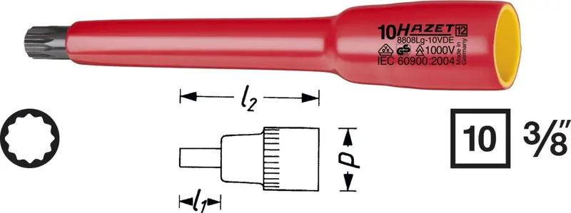 Hazet 8808LgKV 8808LG-8KV denture multiple (XZN) Douille VDE isolé 8 mm M8 3/8 (10 mm) de Hazet – image du produit