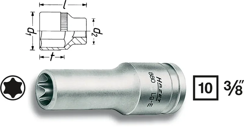 Hazet 880LG-E12 880LG-E12 Außen-TORX Steckschlüsseleinsatz 10 mm 3/8 T 12 3/8 (10 mm) de Hazet – image du produit