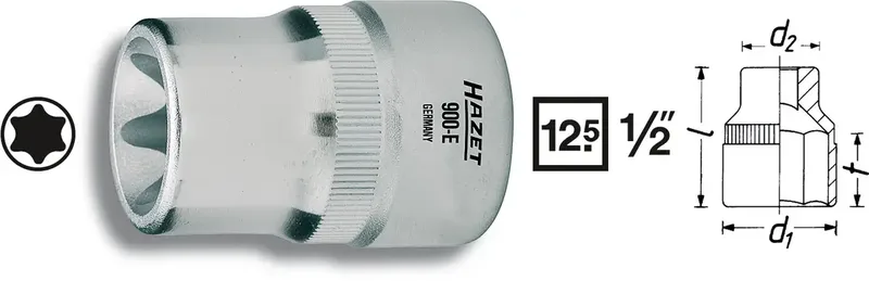 Hazet 900-E16 900-E16 Außen-TORX Steckschlüsseleinsatz 1/2 T 16 1/2 (12.5 mm) von Hazet – Produktbild