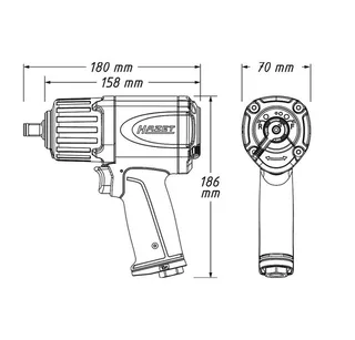 Hazet 9012ECO Pneumatische slagmoersleutel Gereedschapshouders: 1/2 (12.5 mm) buitenvierkant Draaimoment (max.): 1700 van Hazet – productafbeelding 4 van 4