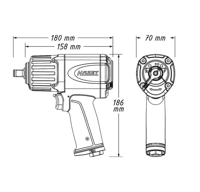 Hazet 9012ECO Pneumatische slagmoersleutel Gereedschapshouders: 1/2 (12.5 mm) buitenvierkant Draaimoment (max.): 1700 van Hazet – productafbeelding 4 van 4