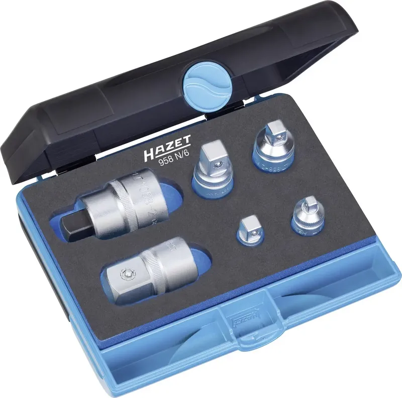 Hazet 958N/6 958N/6 Steckschlüssel-Adapter-Set Antrieb 1/4 (6.3 mm), 3/8 (10 mm), 1/2 (12.5 mm), 3/4 (20 mm) 185 mm 1 St. von Hazet – Produktbild