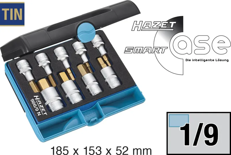 Hazet 986/9 N Steckschlüsseleinsatz-Set metrisch 1/2 (12.5 mm) 9teilig 986/9N von Hazet – Produktbild