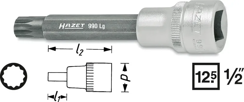 Hazet 990LG-9 Steckschlüssel-Bit-Einsatz 1/2 (12.5 mm) 990LG-9 de Hazet – image du produit
