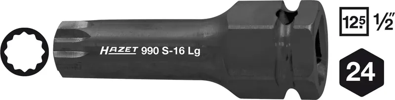 Hazet 990S-16LG Kraft-Steckschlüsseleinsatz 1/2 (12.5 mm) 990S-16LG van Hazet – productafbeelding