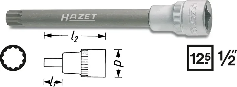 Hazet 990SLG-12 Steckschlüssel-Bit-Einsatz 1/2 (12.5 mm) 990SLG-12 by Hazet – product image