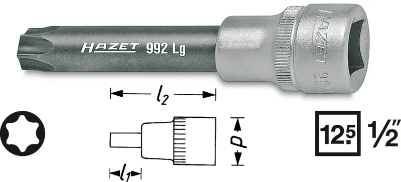 Hazet 992LG-T55 Steckschlüssel-Bit-Einsatz 1/2 (12.5 mm) 992LG-T55 de Hazet – image du produit