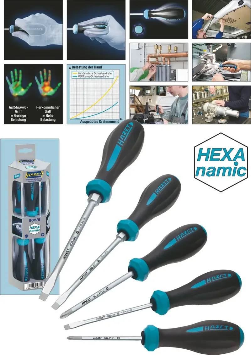 HEXAnamic Werkstatt Schraubendreher-Set 5teilig Schlitz, Kreuzschlitz Phillips by Hazet – product image