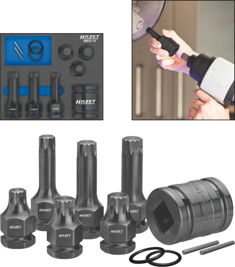 Kraft-Steckschlüsseleinsatz-Set 1/2 (12.5 mm) 11teilig 990S/11 von Hazet – Produktbild