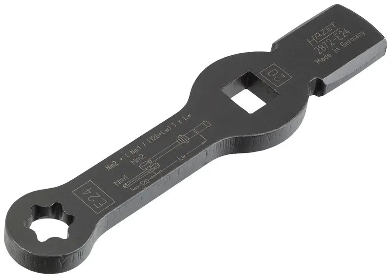 Schlag-Ringschlüssel mit 2 Schlagflächen 2872-E24 3/4 Zoll (20 mm) Vierkant hohl Außen TORX® Profil SW E24 de Hazet – image du produit