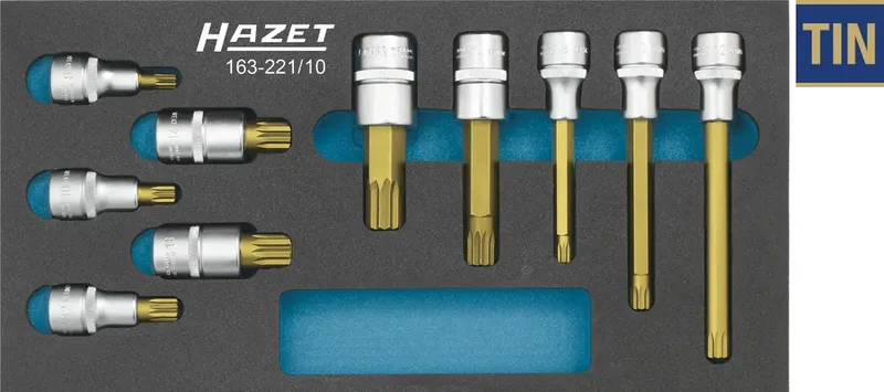 Steckschlüssel-Bit-Einsatz-Set metrisch 1/2 (12.5 mm) 10teilig 163-221/10 de Hazet – image du produit