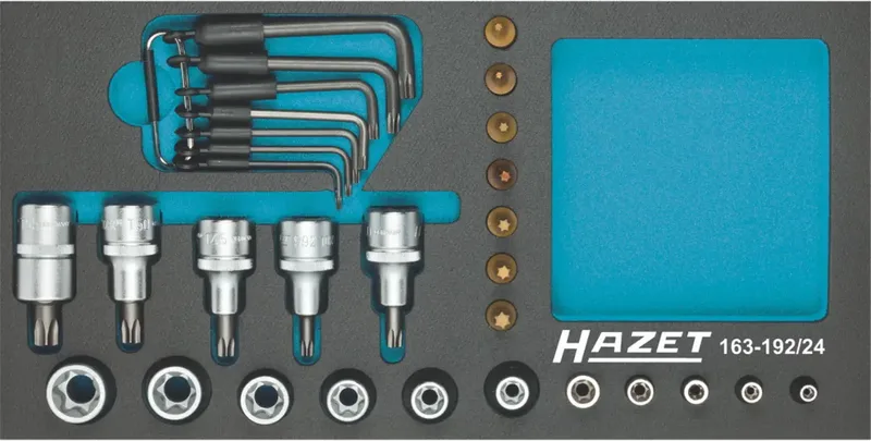 Steckschlüsseleinsatz-Set 1/4 (6.3 mm), 1/2 (12.5 mm) 24teilig 163-192/24 de Hazet – image du produit