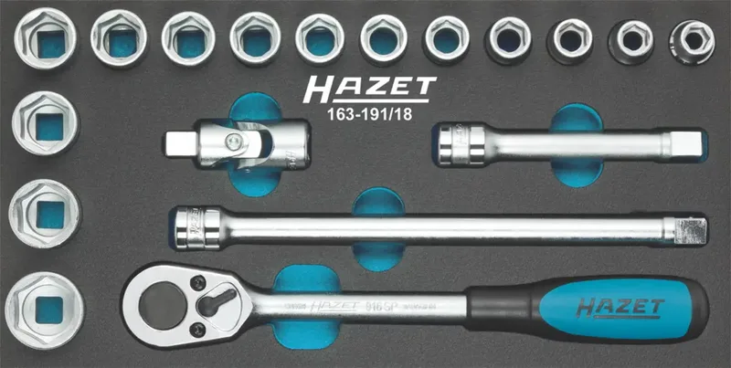 Steckschlüsselsatz metrisch 1/2 (12.5 mm) 18teilig 163-191/18 de Hazet – image du produit