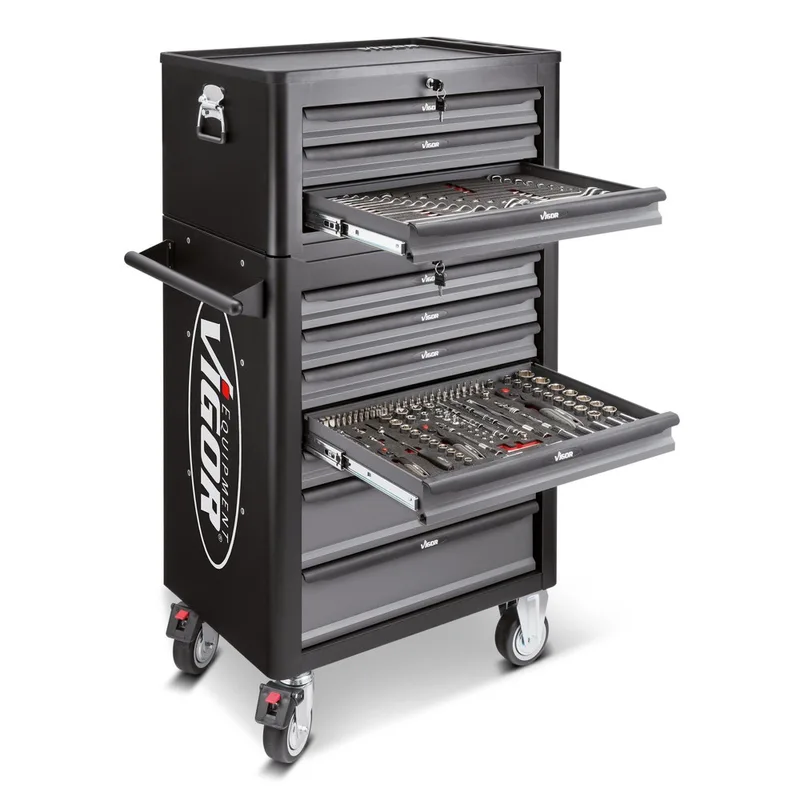 VIGOR® Werkzeugwagen 1000, 7 + 3 Schubladen + Aufsatzkoffer, leer by Hazet – product image