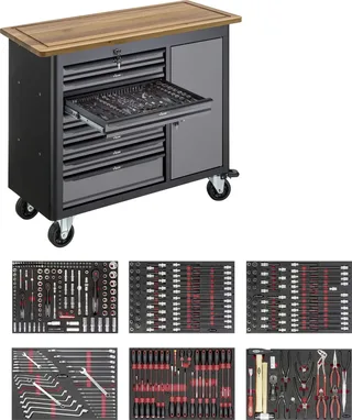 Werkbank, V5158, H1000xB481xL1091mm, m.Sortiment 375tlg., 8 Schubladen by Hazet – product image 1 of 2