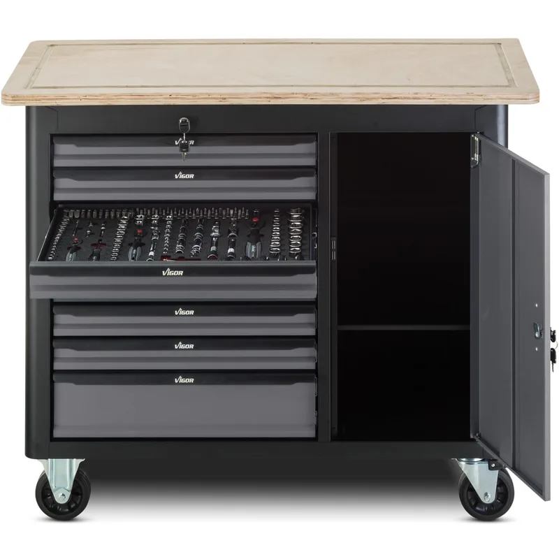 Werkbank, V5158, H1000xB481xL1091mm, m.Sortiment 375tlg., 8 Schubladen by Hazet – product image 2 of 2