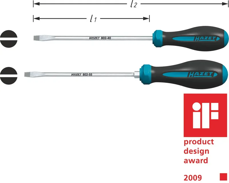 Werkstatt Schlitz-Schraubendreher Hazet HEXAnamic 802-80 Klingenbreite: 8 mm Klingenlänge: 150 mm von Hazet – Produktbild