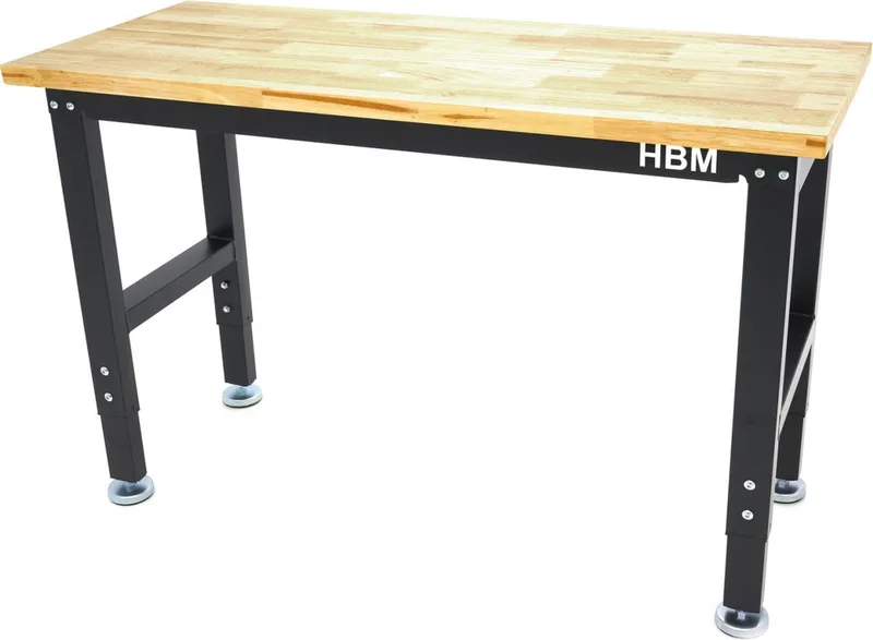 122 Cm. Professionele In Hoogte Verstelbare Werkbank Met Massief Houten Werkblad de HBM – image du produit