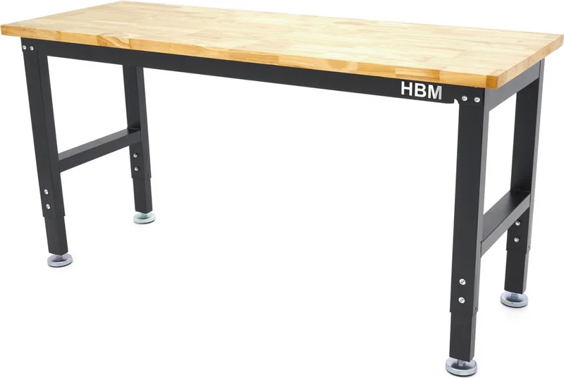 152 Cm. Professionele In Hoogte Verstelbare Werkbank Met Massief Houten Werkblad de HBM – image du produit