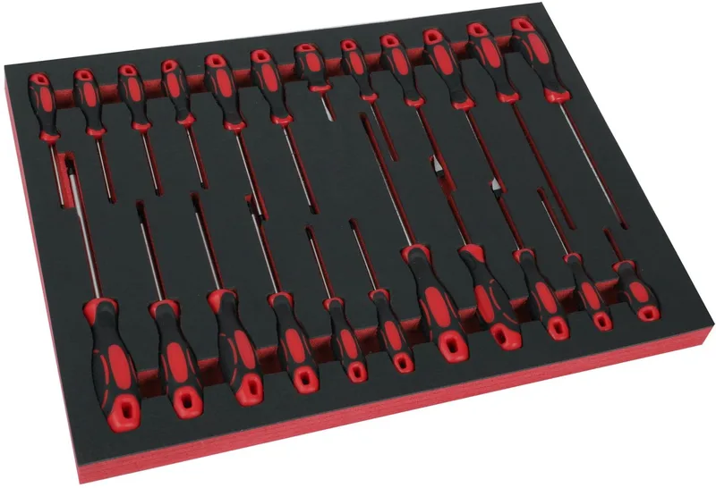 23 Delige Schroevendraaierset in Carbon Foam inlay voor Gereedschapswagen fra HBM, Sort – produktbillede