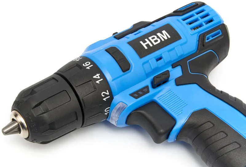 accu boormachine 10,8 V 28 Nm met verlichting, variabel toerental, 19 standen, 10 mm boorcapaciteit de HBM – image du produit