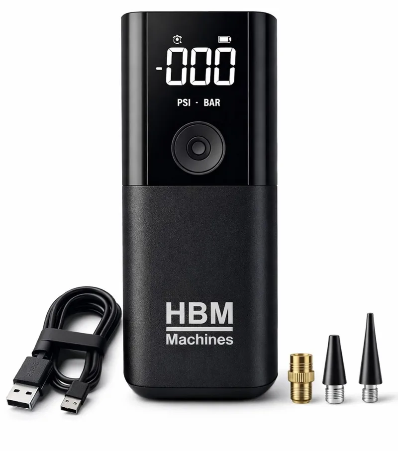 Electrische Fietspomp & Luchtcompressor 150 PSI - Draadloze bandpomp Auto & Fiets - Digitale Mini Compressor - Compact & Oplaadbaar by HBM, Black – product image