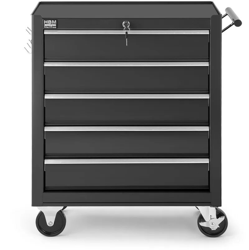 gereedschapswagen 5 laden 62 cm met slot, 4 wielen, 125 mm de HBM, Noir – image du produit