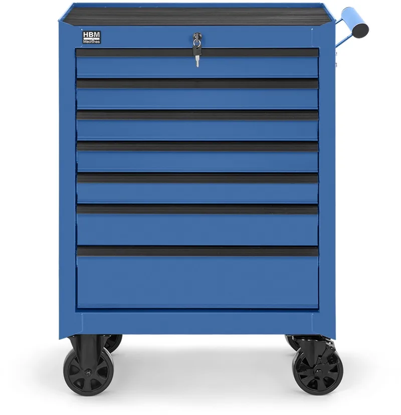 gereedschapswagen gevuld 7 laden blauw 68 x 45,8 x 95 cm, 250 kg draagvermogen de HBM, Neutraal – image du produit