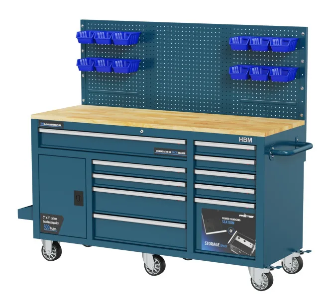 gereedschapswagen / werkbank 158 cm BLAUW van HBM – productafbeelding