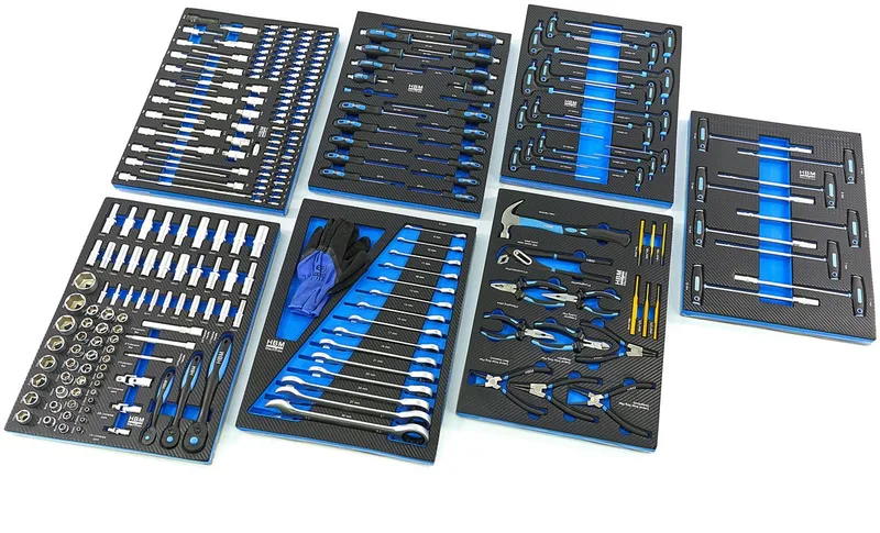 gevulde gereedschapswagen 262-delig zwart, 7 laden, slot, vergrendeling, 100 kg, 4 wielen, 125 mm de HBM, Neutraal – image du produit