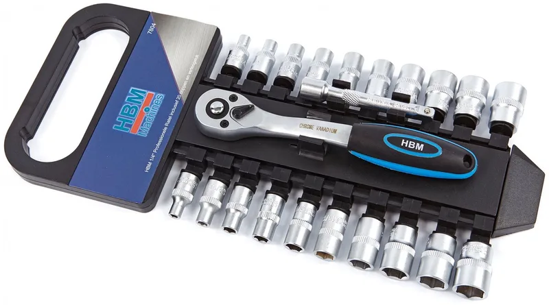 HBM 1/4 inch professionele ratel met 20 doppen en verlengstuk von HBM, Neutraal – Produktbild