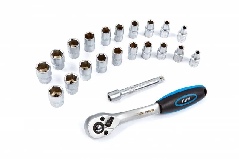HBM 1/4" PROFI ratel met 20 doppen en verlengstuk by HBM – product image