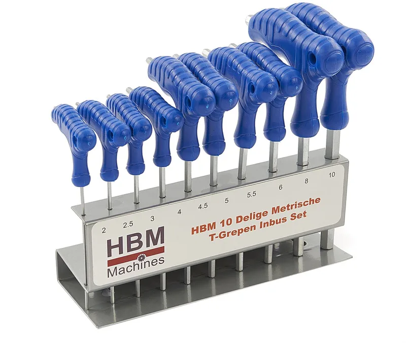 HBM 10-delige metrische T-grepen inbussleutelset chromevanadium kunststof by HBM, Neutraal – product image