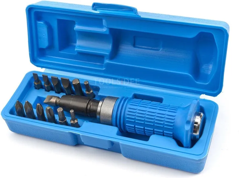 HBM 14-delige slagschroevendraaier set met soft grip, anti-slip handvat, staal, sleufkop/hex/Philips, opbergkoffer de HBM, Neutraal – image du produit