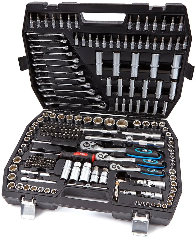 HBM 216-delige doppenset inch maten chromevanadium met opbergkoffer de HBM, Neutraal – image du produit