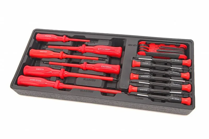 HBM 22-delige schroevendraaierset inlay voor HBM gereedschapswagen fra HBM – produktbillede