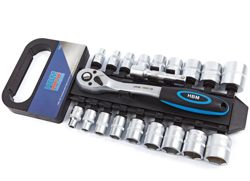 HBM 3/8 Professionele Ratel inclusief 19 doppen en verlengstuk by HBM, Neutraal – product image