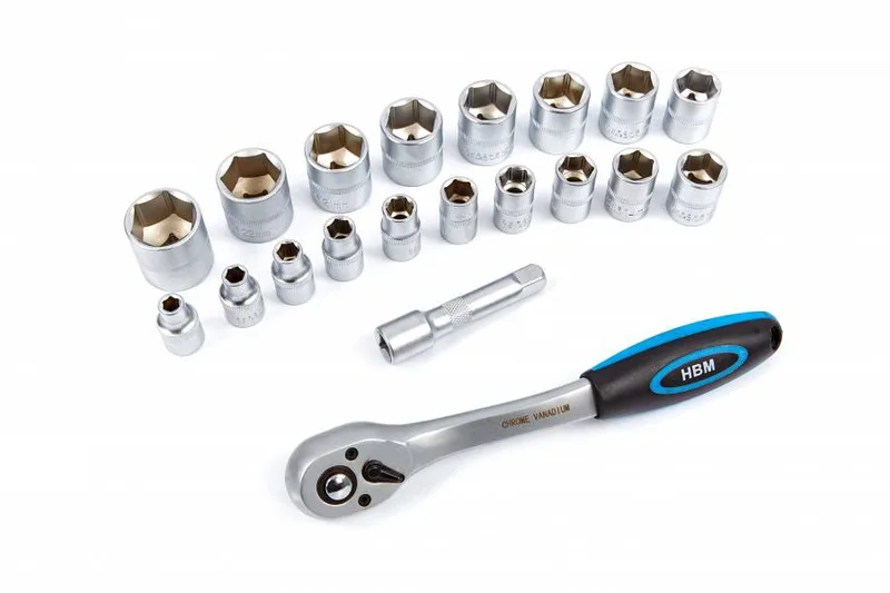 HBM 3/8" PROFI ratel met 19 doppen en verlengstuk by HBM – product image