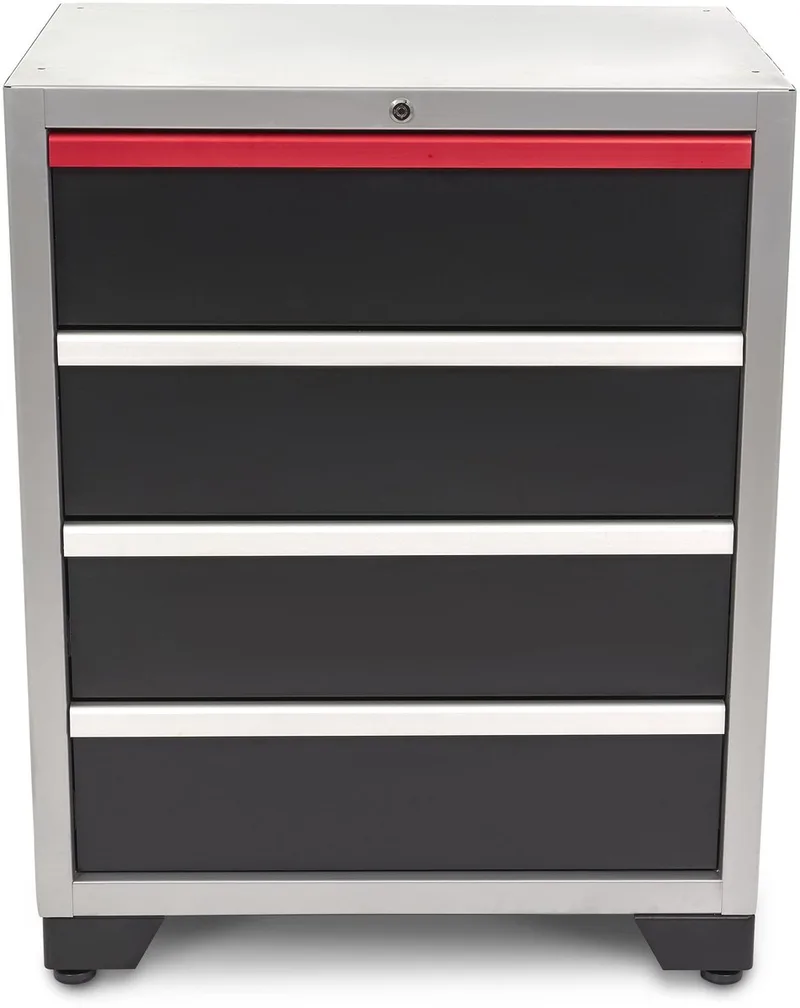 HBM 4-Laden Deluxe Professionele Gereedschapskast Werkplaatskast Zwart 51x71x90 cm, 350 kg draagvermogen de HBM – image du produit