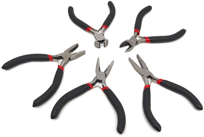 HBM 5-delige tangenset in etui | combinatietang, langbektang, naaldneustang recht en schuin, zijkniptang de HBM, Neutraal – image du produit
