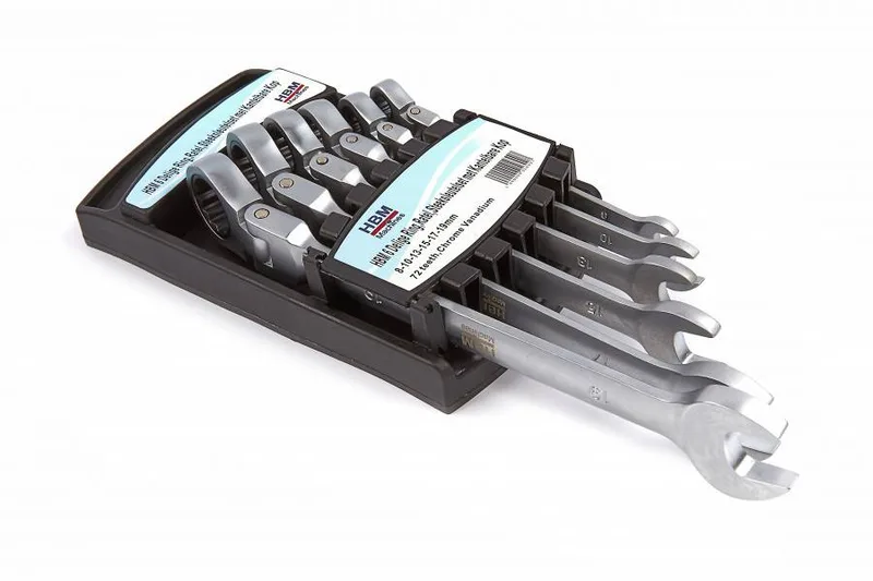 HBM 6-delige ring, ratel, steeksleutelset met kantelbare kop by HBM – product image