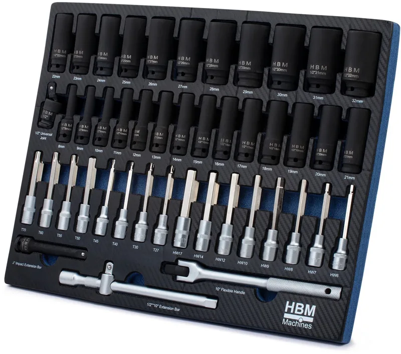 inlay met krachtdoppenset, bitset 45-delig by HBM, Neutraal – product image