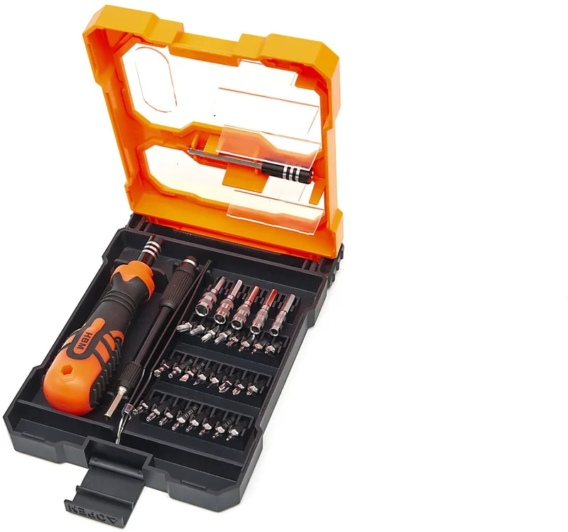 Precisie Schroevendraaierset 34-delig - Sleufkop, Hex, Pentalobe, Philips, Torx, Schroefverwijderaar, Spanner, Spline, Triwi fra HBM, Neutraal – produktbillede
