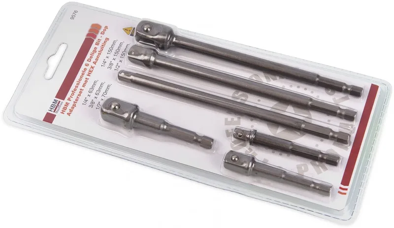 Professionele 6-delige Bit-Dop Adapterset met HEX Aansluiting Dopsleutel Set von HBM – Produktbild