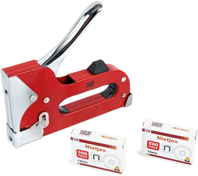Professionele Stalen Handtacker - Nietmachine Inclusief 1000 Nietjes van HBM – productafbeelding
